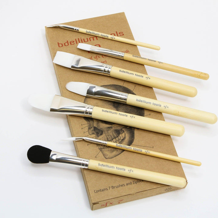 SFX Glue Brush 7 pc. Brush Set with Ziplock Pouch - Bdellium Tools