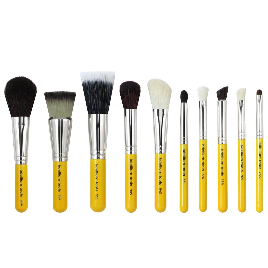 Travel Mineral 10pc. Brush Set with Roll-up Pouch - Bdelliumtools