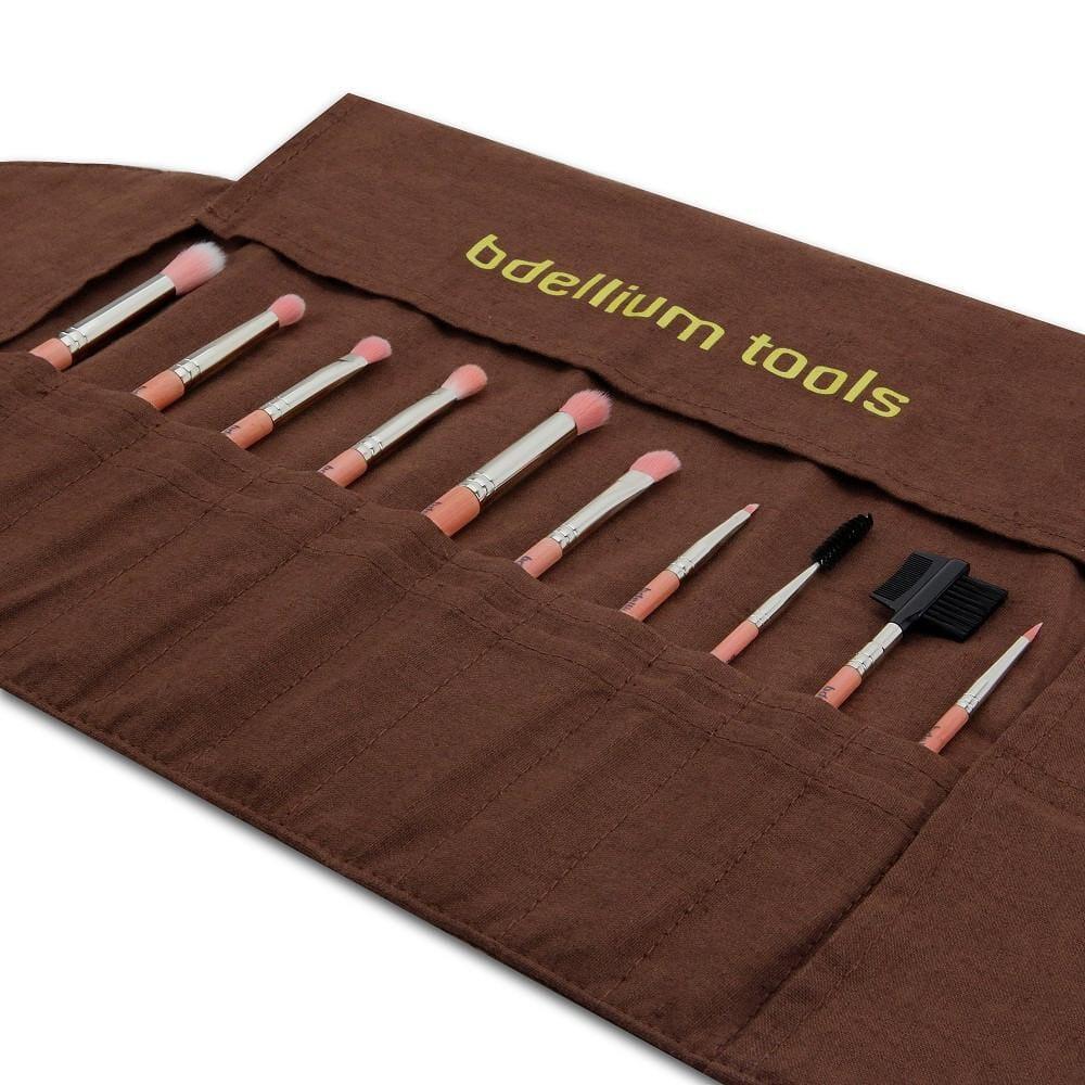 Pink Bambu Eyes Only 10pc. Brush Set with Roll-up Pouch - Bdellium Tools